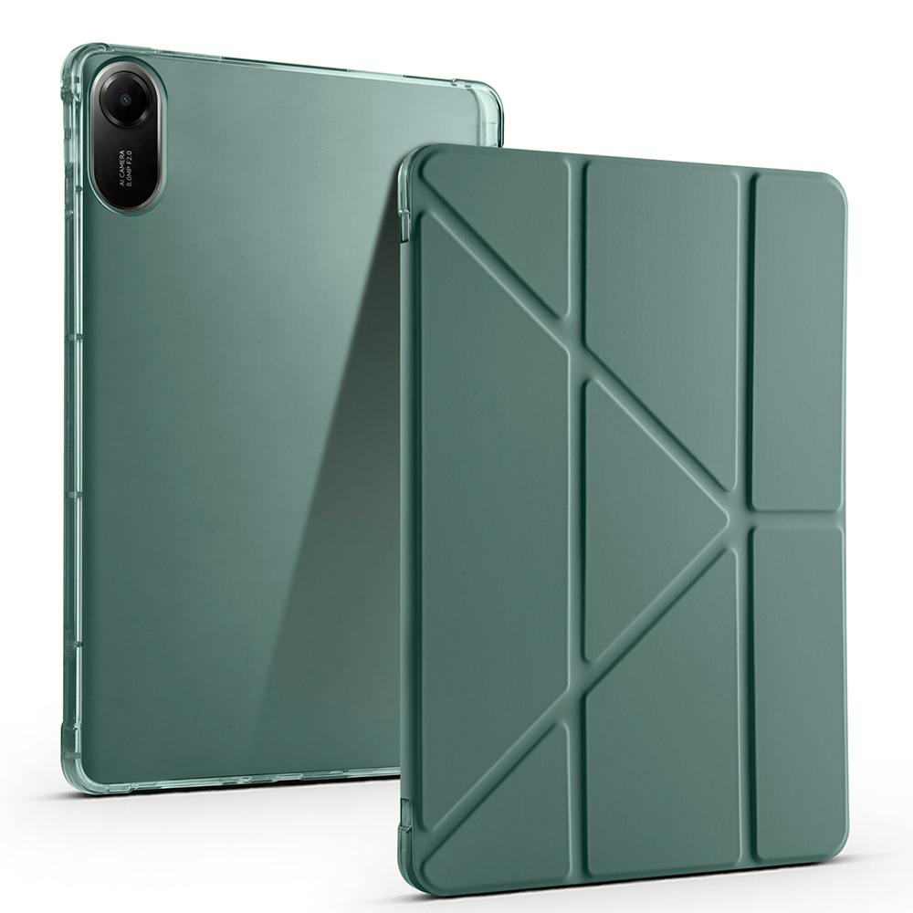 Xiaomi Uyumlu  Redmi Pad 2 Kılıf Zore Tri Folding Kalem Bölmeli Standlı Kılıf-Koyu yeşil