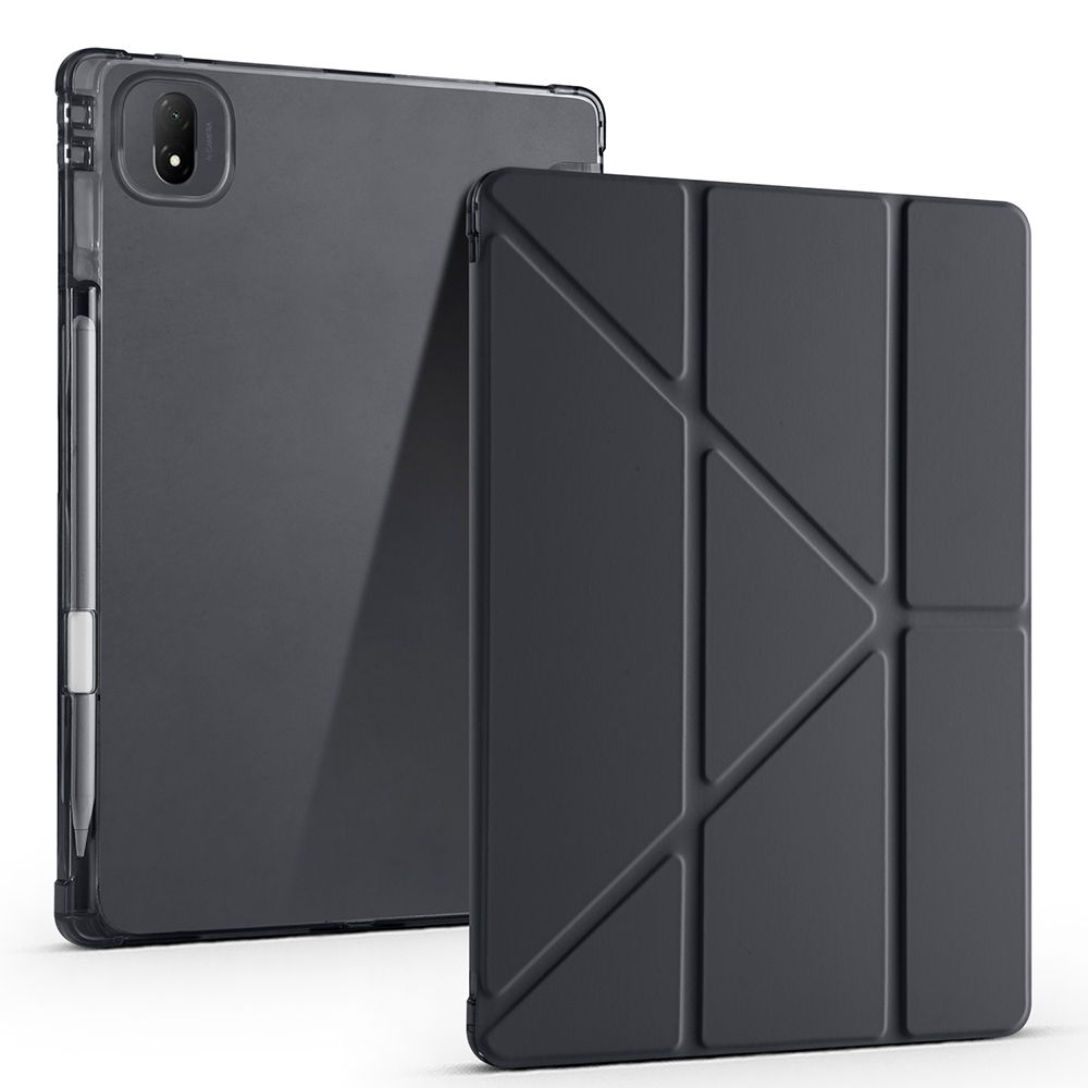Honor MagicPad 2 Kılıf Zore Tri Folding Kalem Bölmeli Standlı Kılıf-Siyah
