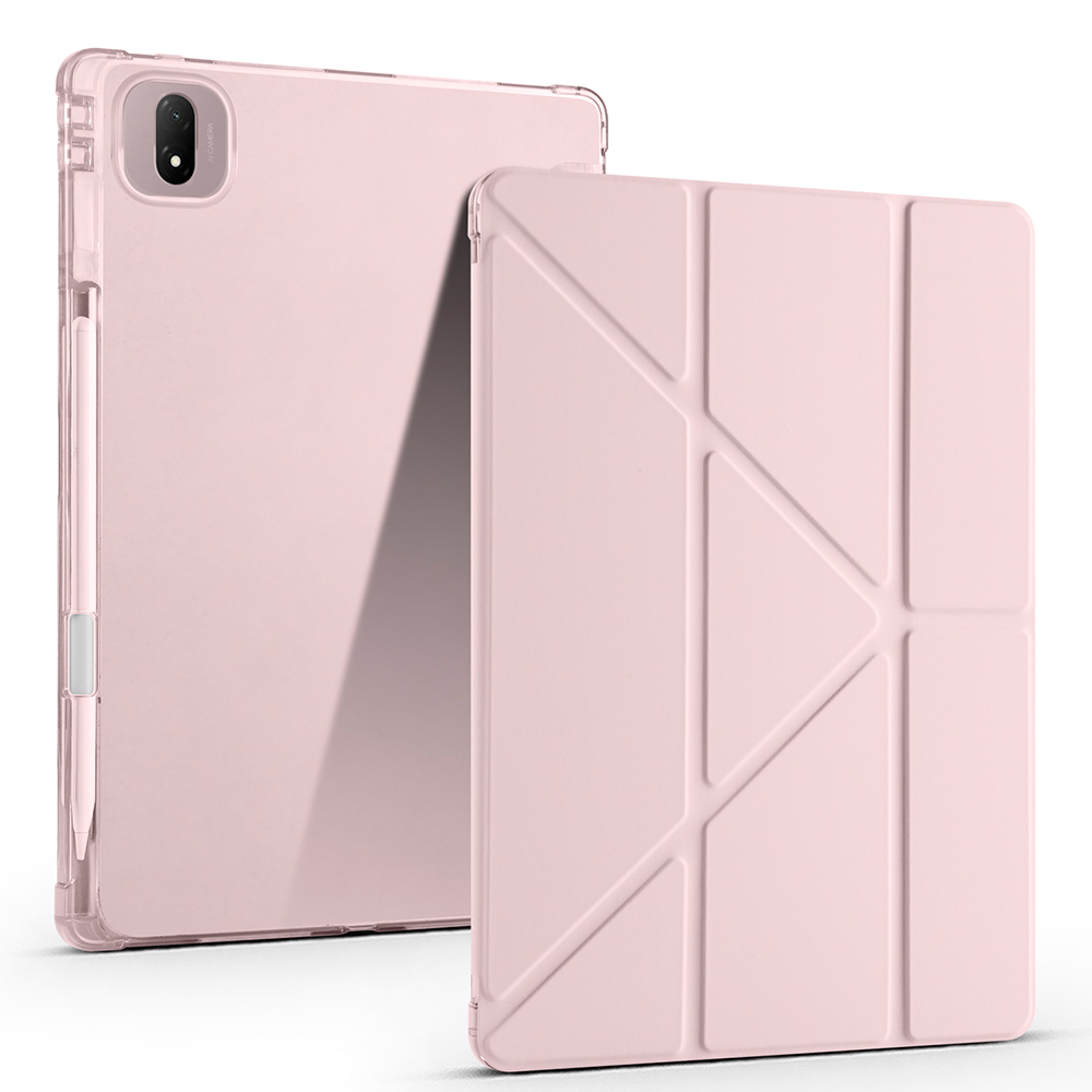 Honor Pad GT Pro Kılıf Zore Tri Folding Kalem Bölmeli Standlı Kılıf-Rose gold