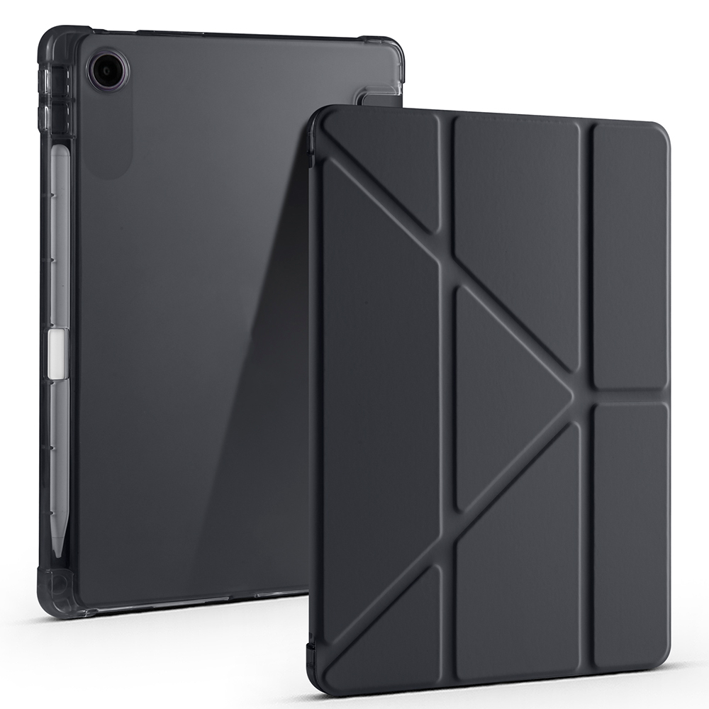 Lenovo Tab TB-311FU Kılıf Zore Tri Folding Kalem Bölmeli Standlı Kılıf-Siyah