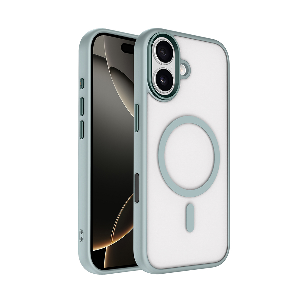 iPhone Uyumlu 17 Kılıf Wireless Şarj Özellikli Zore Krom M-safe Silikon Kapak-Gri