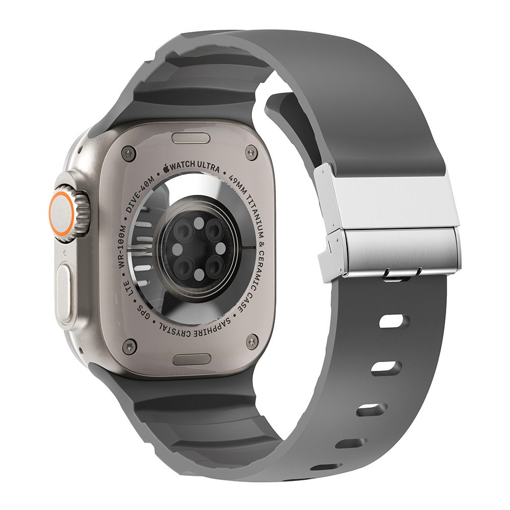 Watch 42mm Zore KRD-145 Metal Tokalı Silikon Kordon-Gri
