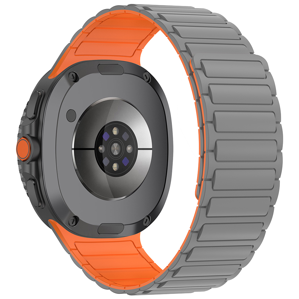 Galaxy Uyumlu Watch 8 Zore KRD-146 Silikon Kordon Strap Kayış-Gri-turuncu