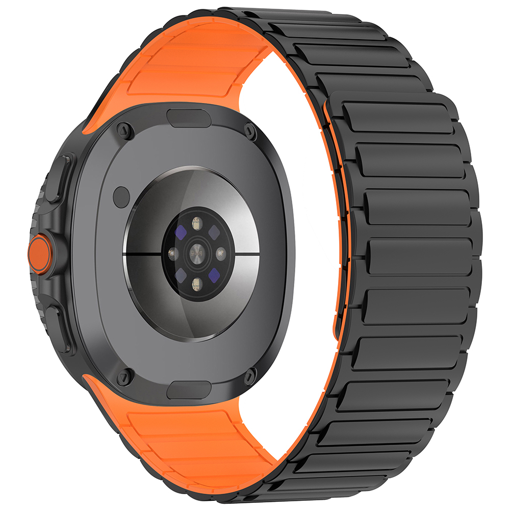 Galaxy Uyumlu Watch 8 Zore KRD-146 Silikon Kordon Strap Kayış-Siyah-turuncu