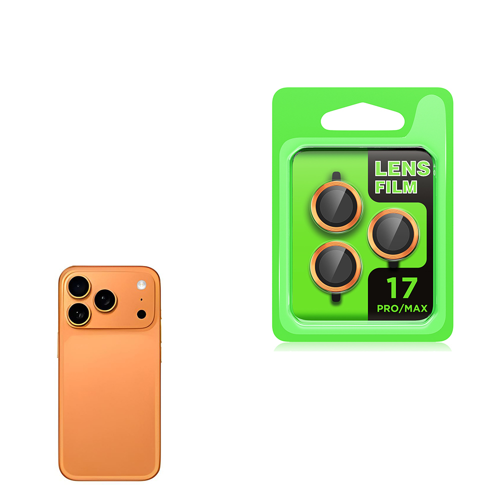 iPhone Uyumlu 17 Pro Max Zore CL-07 Kamera Lens Koruyucu-Turuncu