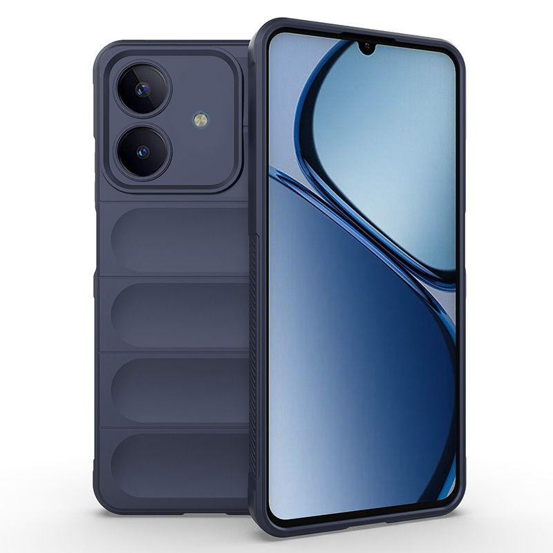 Realme C63 Kılıf Esnek TPU Oyuklu Arka Yüzey Tasarımlı Zore Etnik Silikon Kapak-Lacivert