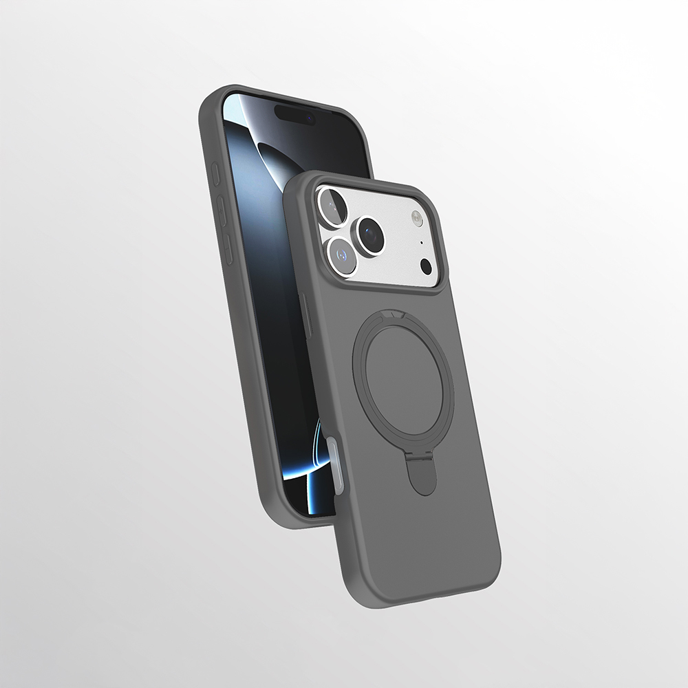iPhone Uyumlu 16 Pro Max Kılıf M-safe Şarj Özellikli Standlı Zore Samara Kapak-Titanyum-gri