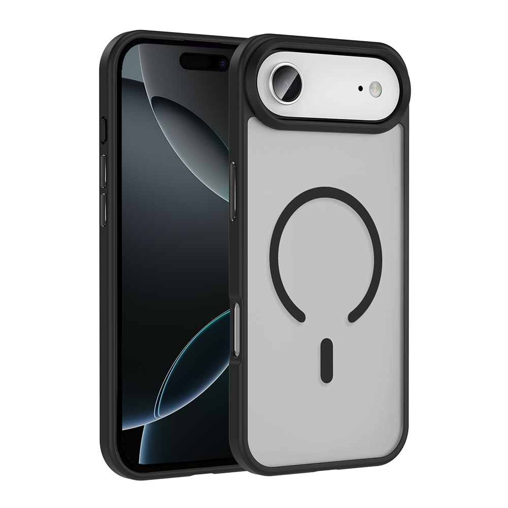 iPhone Uyumlu 17 Air Kılıf M-safe Şarj Özellikli Mat Arka Yüzey Zore Sio Kapak-Siyah