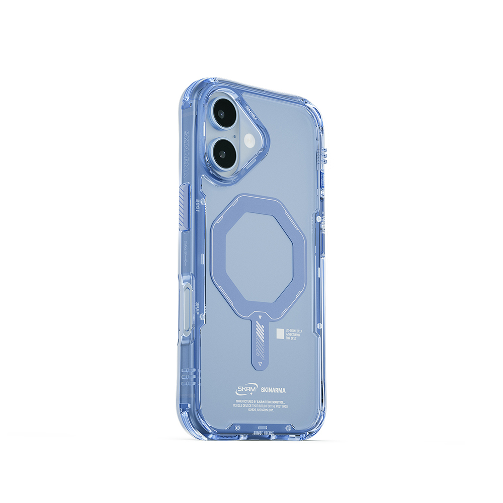 iPhone Uyumlu 17 Kılıf M-safe Şarj Özellikli Şeffaf Airbag Tasarımlı Skinarma Saido Mag-Charge Kapak-Mavi
