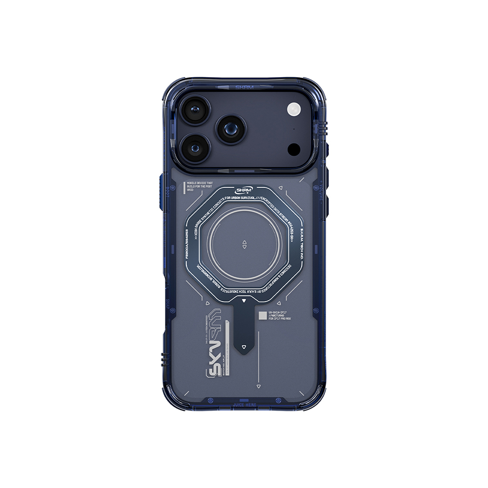 iPhone Uyumlu 17 Pro Max Kılıf SkinArma M-safe Şarj Özellikli Airbag Tasarımlı Magma Kapak-Mavi