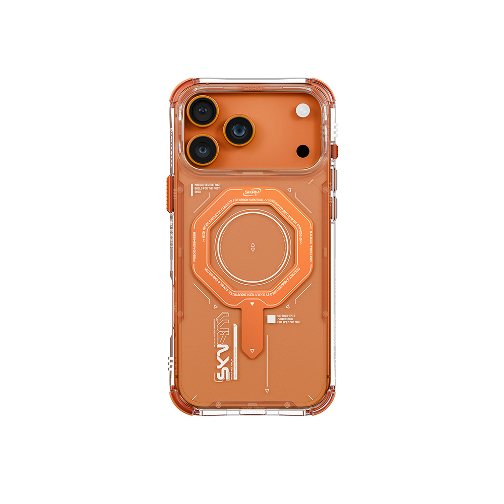 iPhone Uyumlu 17 Pro Max Kılıf SkinArma M-safe Şarj Özellikli Airbag Tasarımlı Magma Kapak-Turuncu