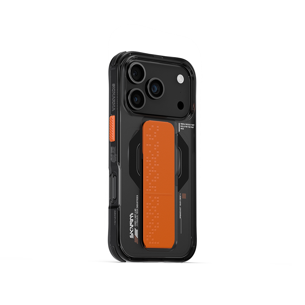 iPhone Uyumlu 17 Pro Kılıf M-Safe Şarj Özellikli Airbag Tasarımlı Standlı Skinarma Haxa Kapak-Füme