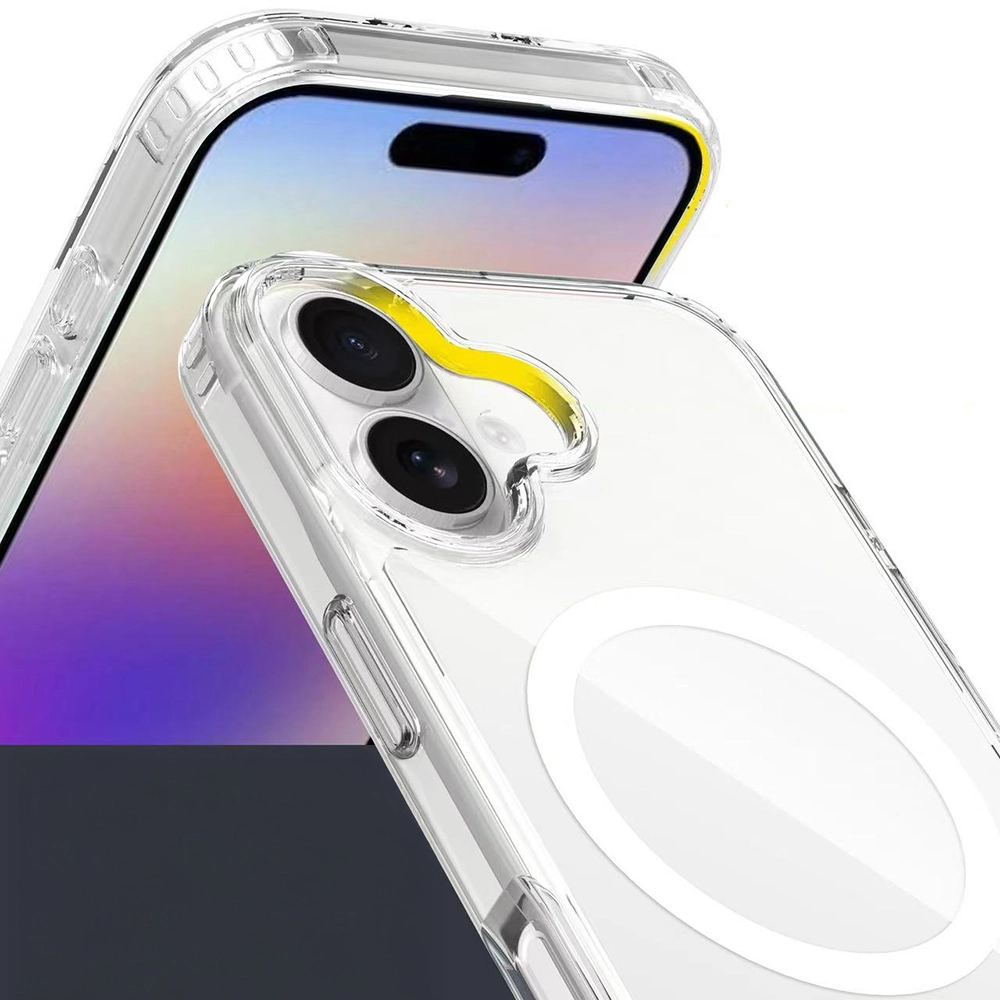 iPhone Uyumlu 17 Kılıf M-safe Şarj Özellikli Şeffaf Sert PC Zore Embos Kapak
