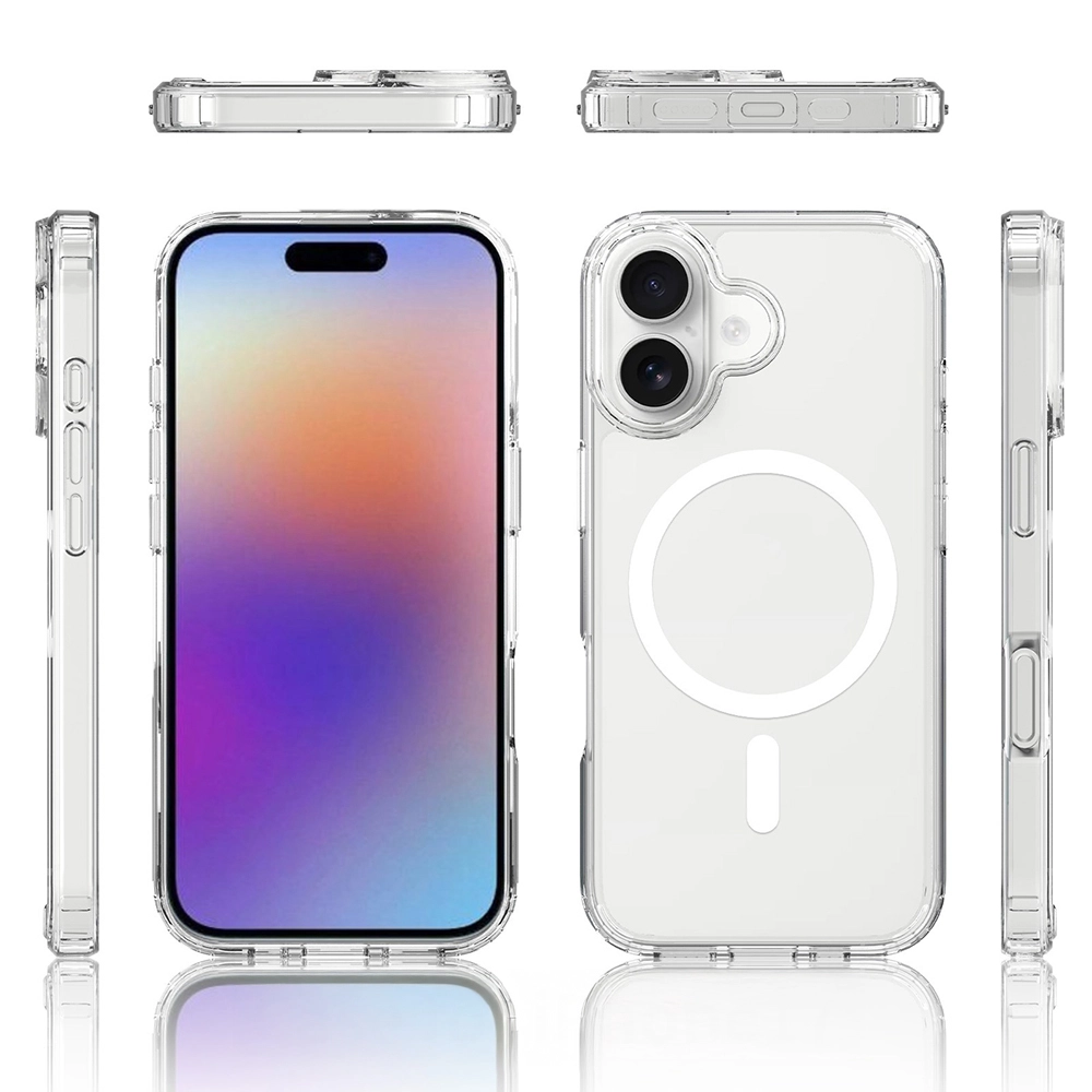 iPhone Uyumlu 17 Kılıf M-safe Şarj Özellikli Şeffaf Sert PC Zore Embos Kapak