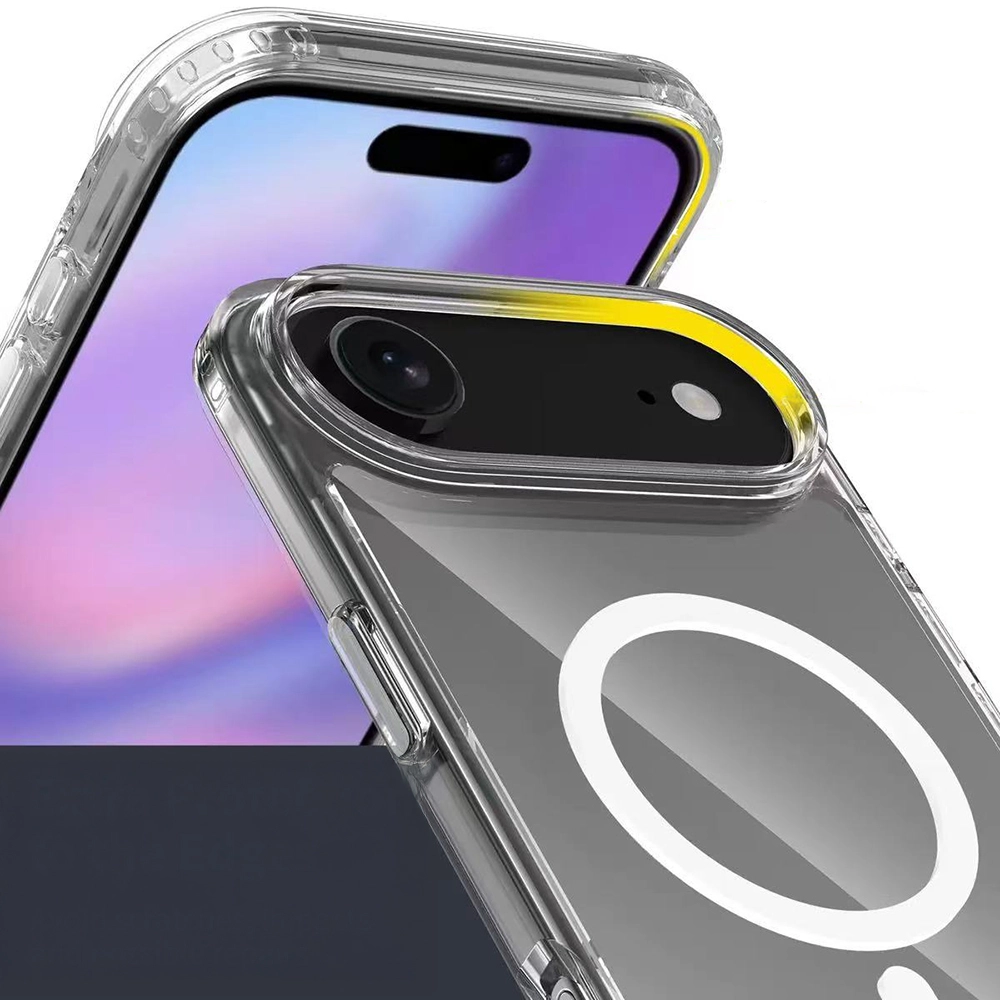 iPhone Uyumlu 17 Air Kılıf M-safe Şarj Özellikli Şeffaf Sert PC Zore Embos Kapak