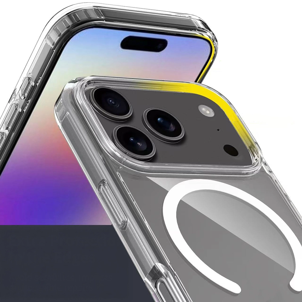 iPhone Uyumlu 17 Pro Kılıf M-safe Şarj Özellikli Şeffaf Sert PC Zore Embos Kapak