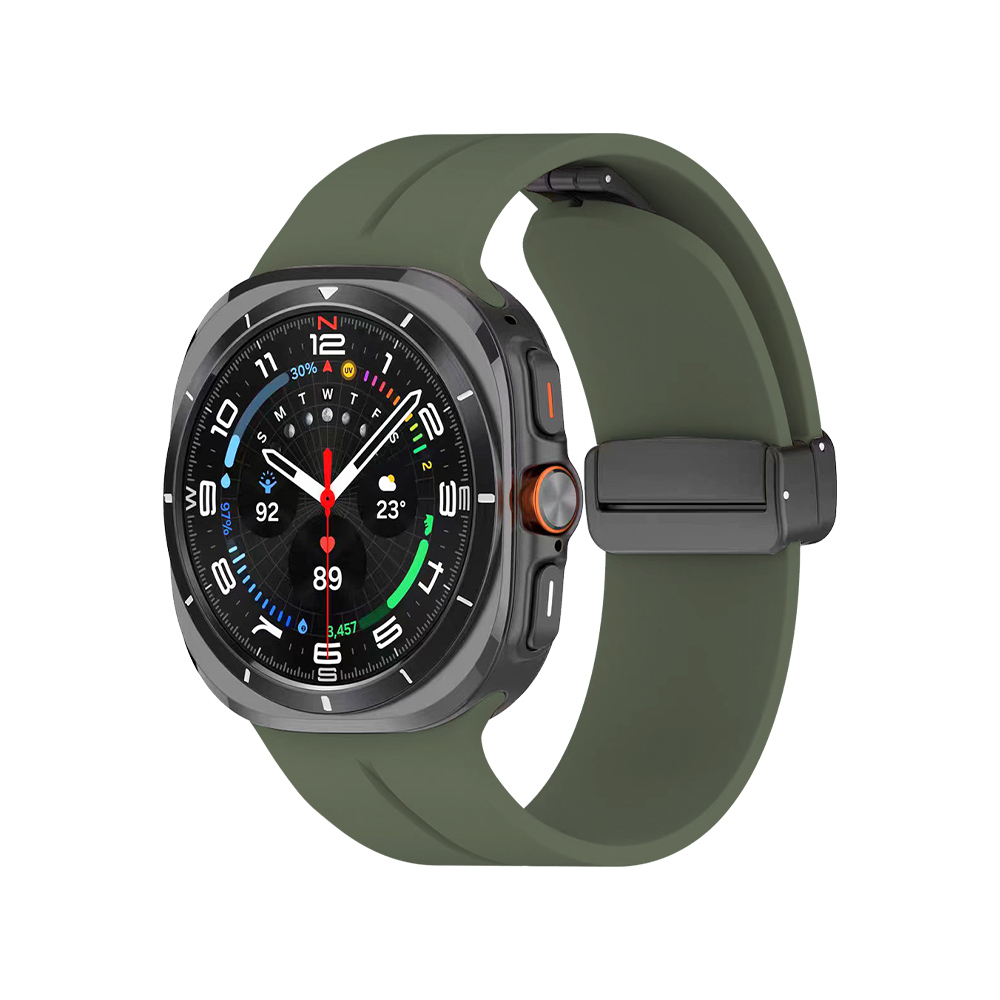 Galaxy Uyumlu Watch 8 Classic 46mm Zore KRD-84 Silikon Kordon-Koyu yeşil