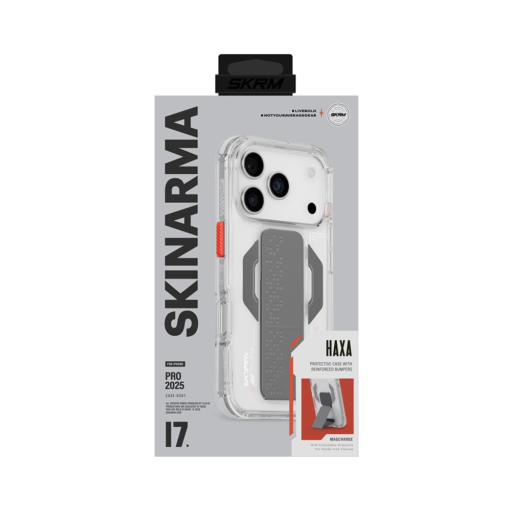 iPhone Uyumlu 17 Pro Max Kılıf Skinarma M-Safe Şarj Özellikli Airbag Tasarımlı Standlı Haxa Kapak