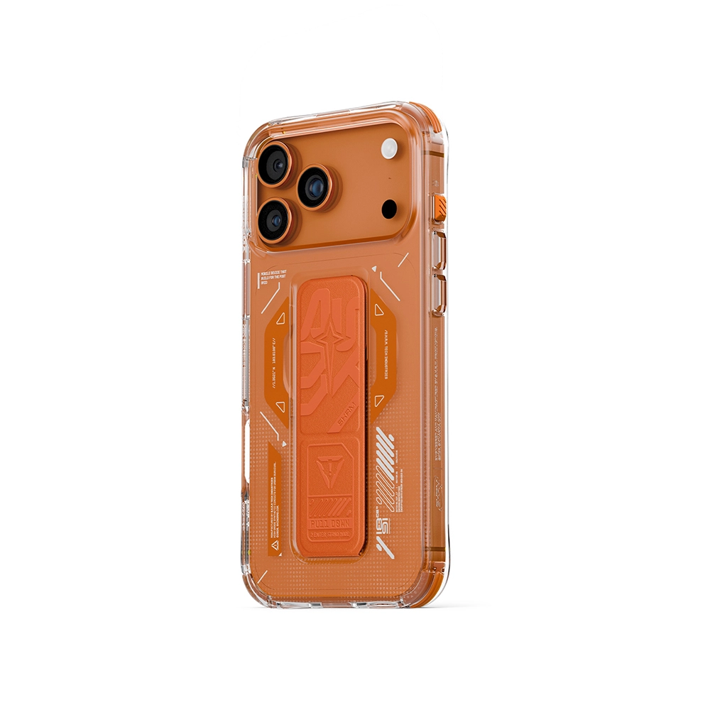 iPhone Uyumlu 17 Pro Kılıf M-safe Şarj Özellikli Teknoloji Desenli Skinarma Helio Mag Charge Standlı Kapak