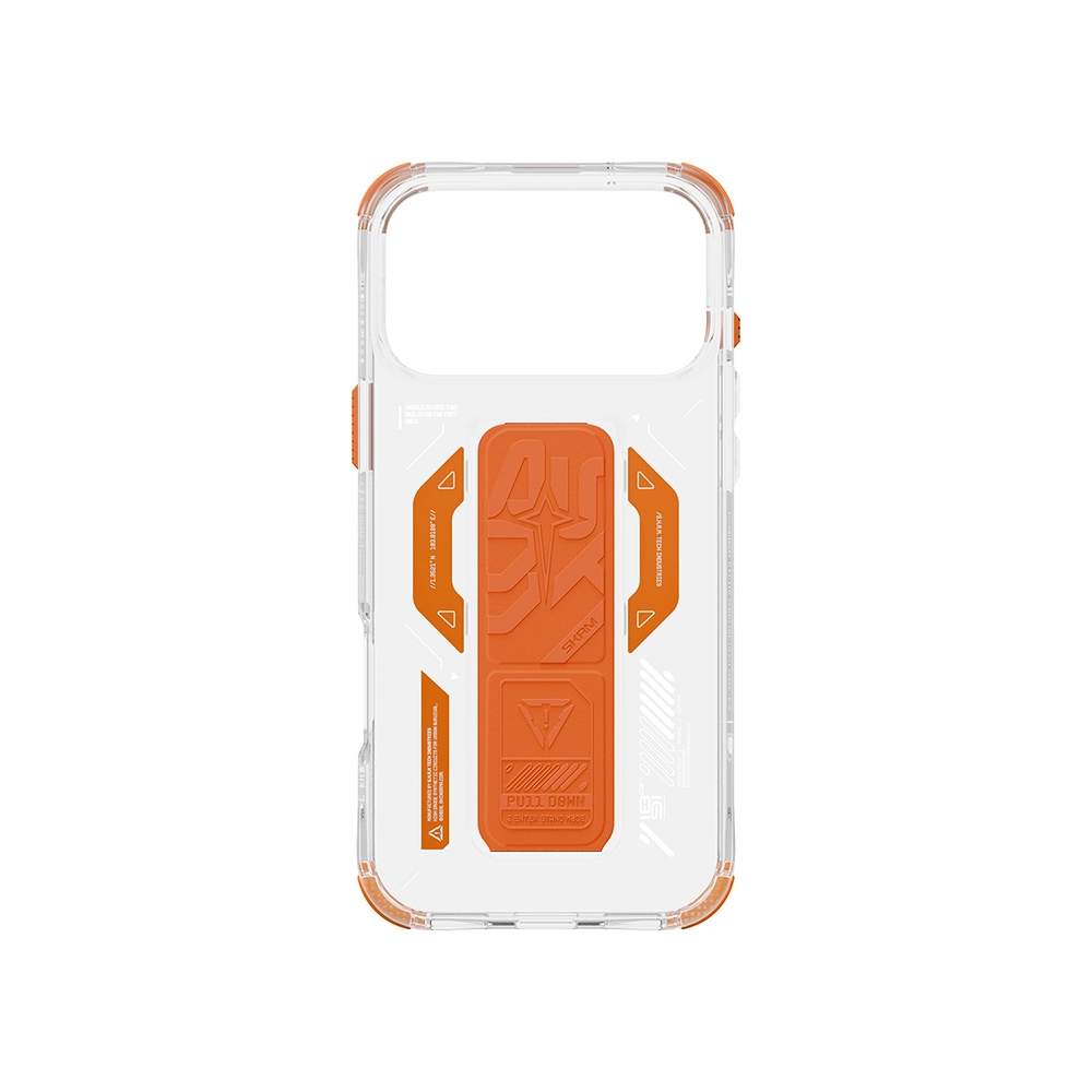 iPhone Uyumlu 17 Pro Kılıf M-safe Şarj Özellikli Teknoloji Desenli Skinarma Helio Mag Charge Standlı Kapak