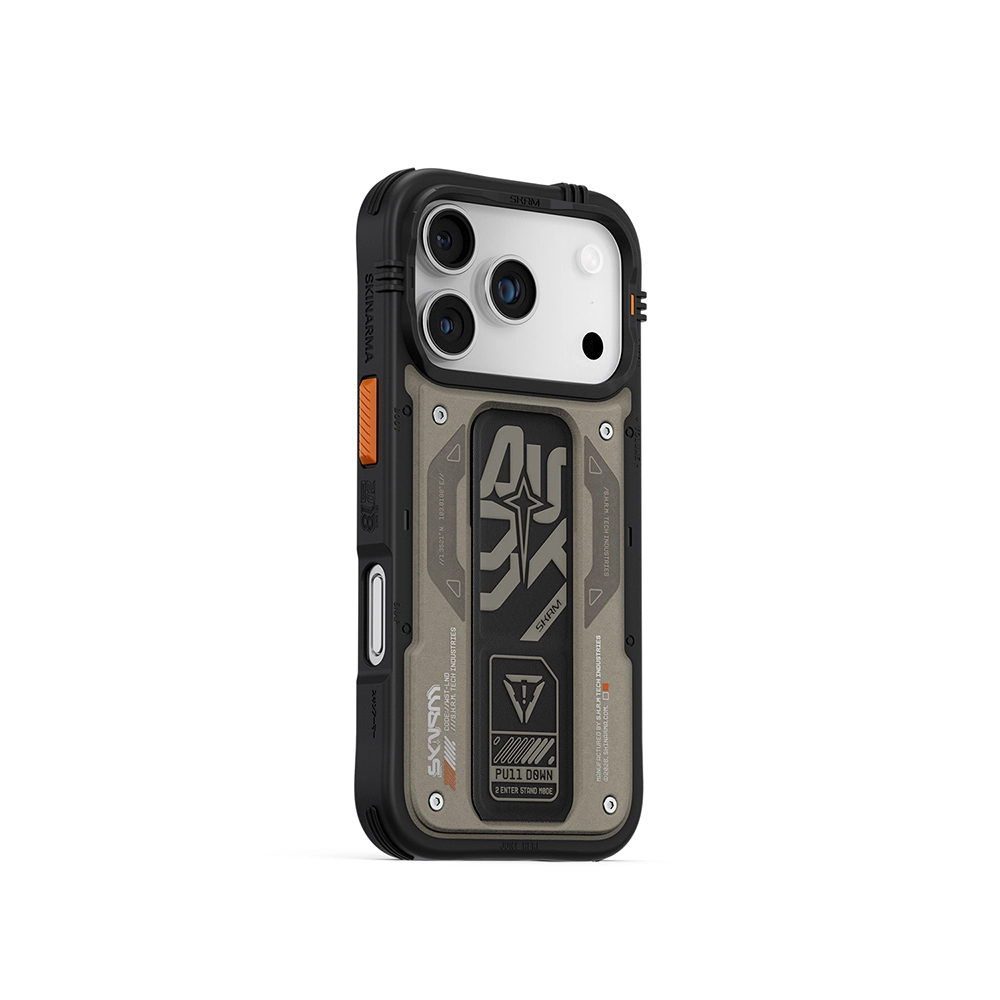 iPhone Uyumlu 17 Pro Kılıf Desenli Airbag Tasarımlı Standlı Skinarma Aegis Kapak