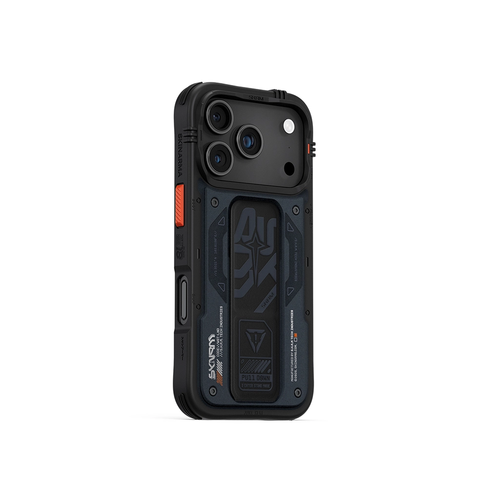 iPhone Uyumlu 17 Pro Kılıf Desenli Airbag Tasarımlı Standlı Skinarma Aegis Kapak