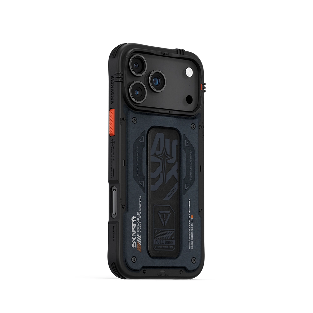 iPhone Uyumlu 17 Pro Max Kılıf Desenli Airbag Tasarımlı Standlı Skinarma Aegis Kapak