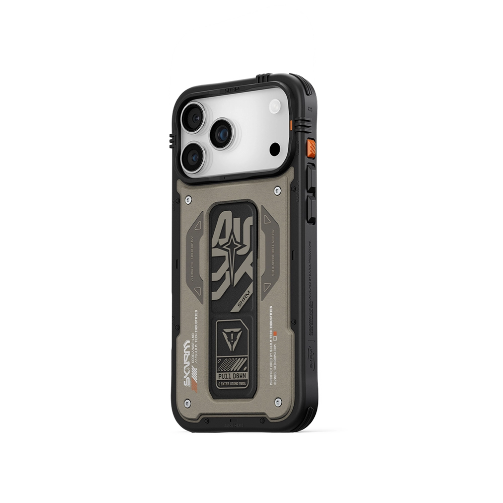 iPhone Uyumlu 17 Pro Max Kılıf Desenli Airbag Tasarımlı Standlı Skinarma Aegis Kapak