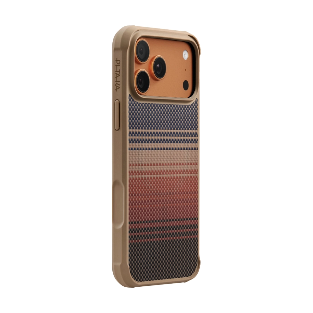 iPhone Uyumlu 17 Pro Max Kılıf M-safe Şarj Özellikli Pitaka Tactile Woven Sunset-Moonrise Aramid Pro Guard Serisi Karbon Kapak