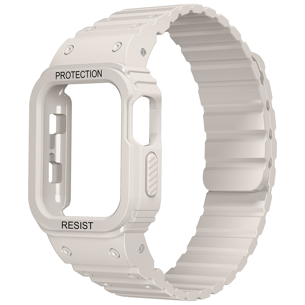 Watch 10 42mm Zore KRD-142 Airbag Tasarımlı Kasa Koruyuculu Silikon Kordon-Starlight