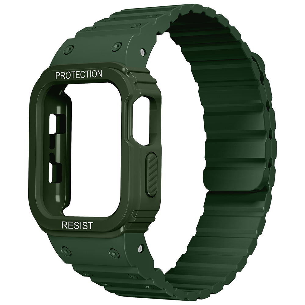 Watch 10 42mm Zore KRD-142 Airbag Tasarımlı Kasa Koruyuculu Silikon Kordon-Yeşil