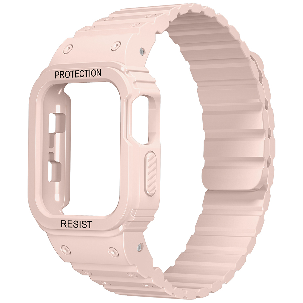 Watch Ultra 49mm Zore KRD-142 Airbag Tasarımlı Kasa Koruyuculu Silikon Kordon-Pembe