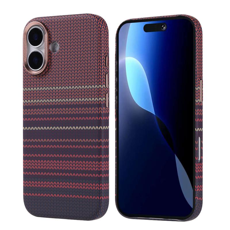 iPhone Uyumlu 17 Kılıf M-safe Şarj Özellikli Karbon Fiber Görünümlü Zore Nekst Kapak-Kırmızı