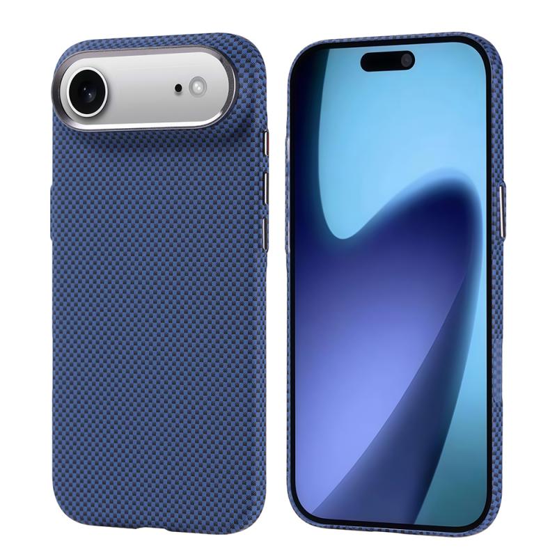 iPhone Uyumlu 17 Air Kılıf M-safe Şarj Özellikli Karbon Fiber Görünümlü Zore Nekst Kapak-Lacivert