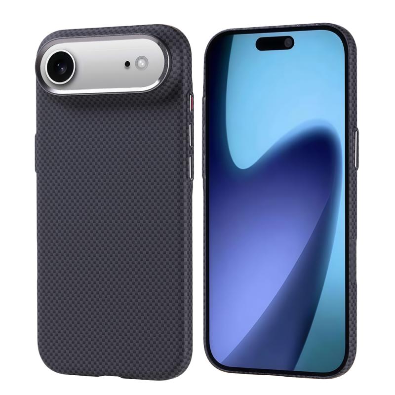 iPhone Uyumlu 17 Air Kılıf M-safe Şarj Özellikli Karbon Fiber Görünümlü Zore Nekst Kapak-Siyah
