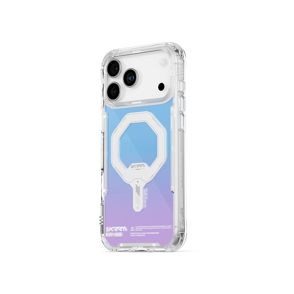 iPhone Uyumlu 17 Pro Max Kılıf Skinarma M-Safe Şarj Özellikli IML Baskılı Holografik MYST Kapak