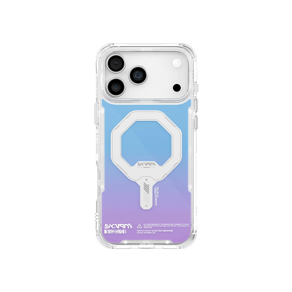 iPhone Uyumlu 17 Pro Max Kılıf Skinarma M-Safe Şarj Özellikli IML Baskılı Holografik MYST Kapak