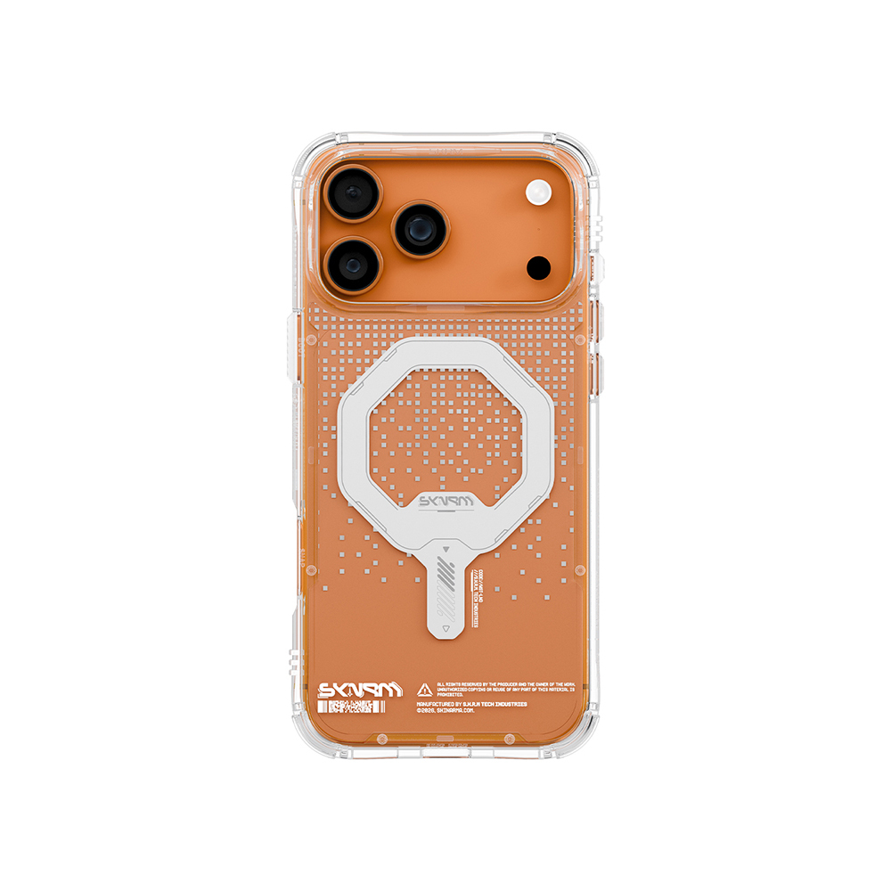iPhone Uyumlu 17 Pro Max Kılıf Skinarma M-Safe Şarj Özellikli IML Baskılı Holografik MYST Kapak-Şeffaf