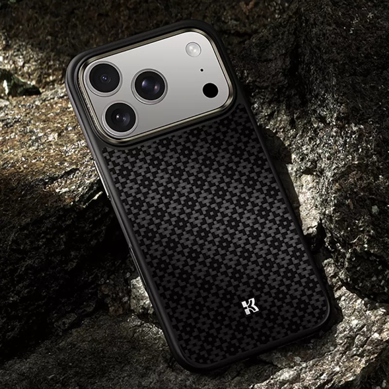 iPhone Uyumlu 17 Pro Max Kılıf M-Safe Şarj Özellikli Benks ArmorPro ArmorGrid Serisi Kevlar Karbon Kapak