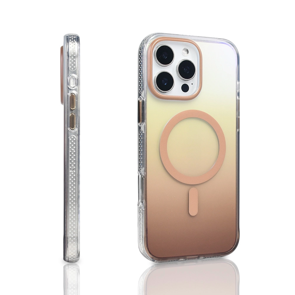 iPhone Uyumlu 16 Pro Max Kılıf M-safe Şarj Özellikli Transparan Renk Geçişli Zore Toros Kapak