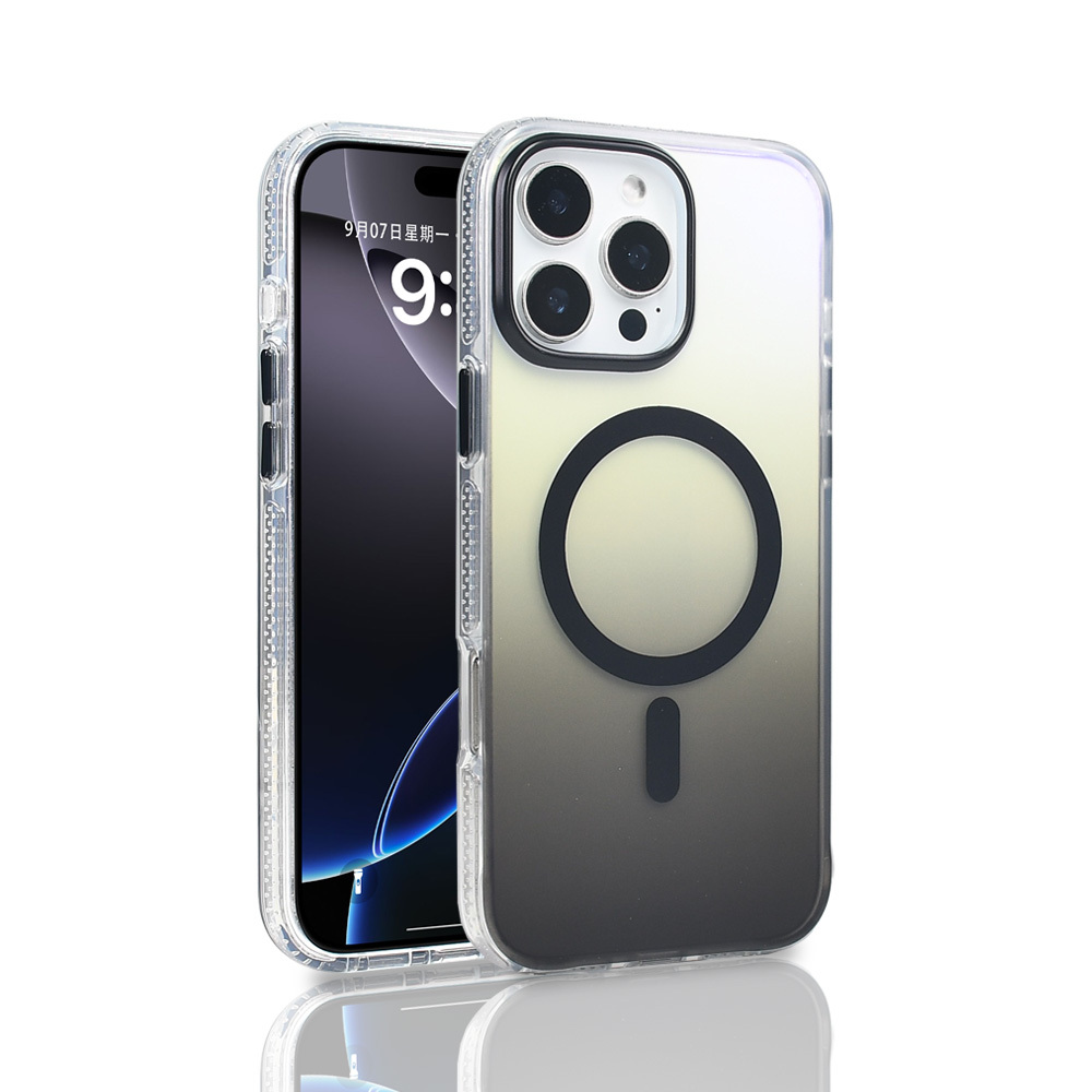 iPhone Uyumlu 16 Pro Max Kılıf M-safe Şarj Özellikli Transparan Renk Geçişli Zore Toros Kapak