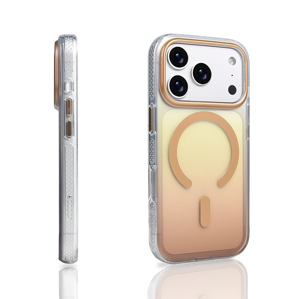 iPhone Uyumlu 17 Pro Kılıf M-safe Şarj Özellikli Transparan Renk Geçişli Zore Toros Kapak