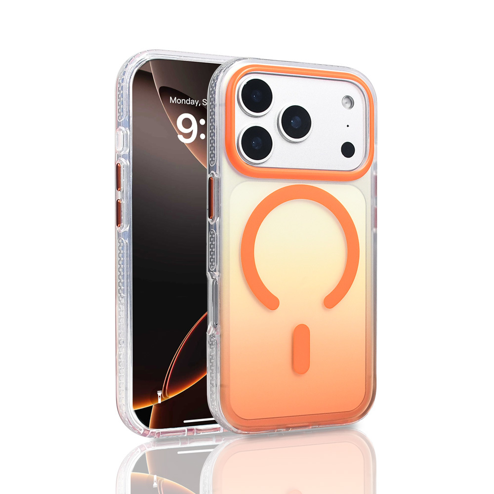 iPhone Uyumlu 17 Pro Kılıf M-safe Şarj Özellikli Transparan Renk Geçişli Zore Toros Kapak