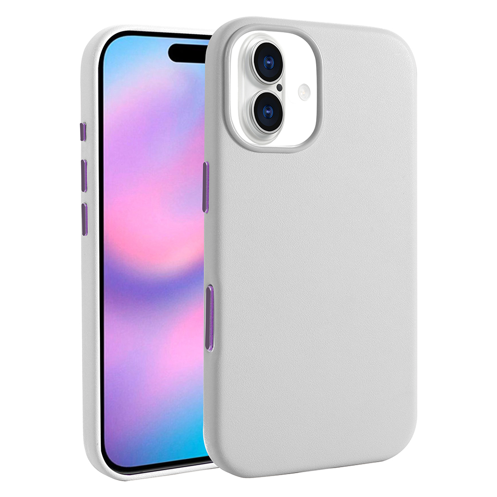 iPhone Uyumlu 17 Kılıf M-safe Şarj Özellikli PU Deri Görünümlü Zore Kupra Kapak-Gri