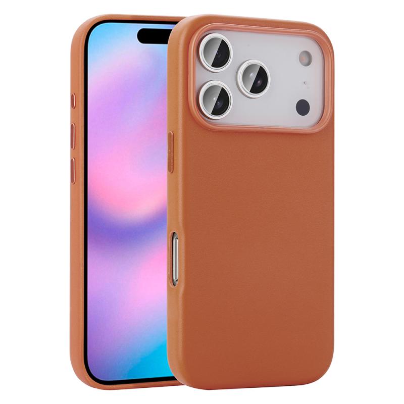iPhone Uyumlu 17 Pro Kılıf M-safe Şarj Özellikli PU Deri Görünümlü Zore Kupra Kapak-Turuncu
