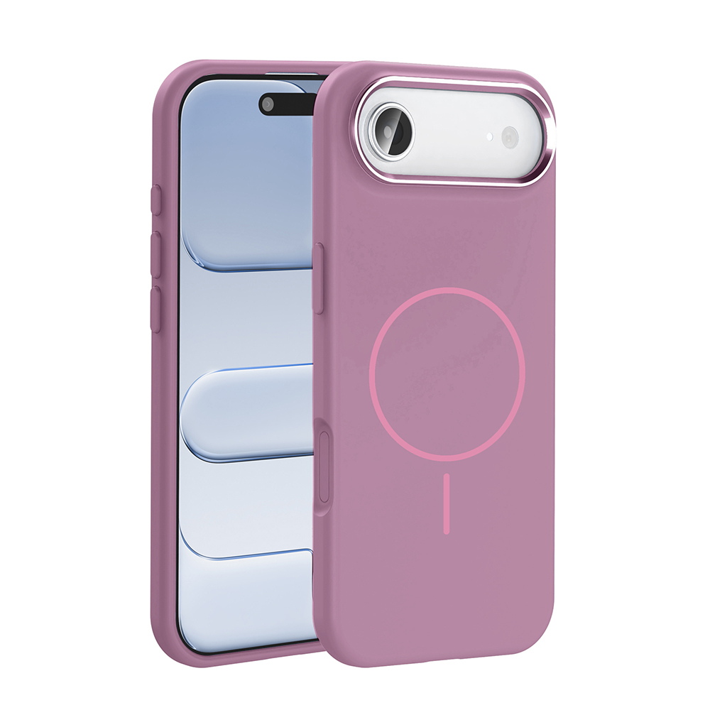 iPhone Uyumlu 17 Air Kılıf M-Safe Şarj Özellikli Metal Kamera Çerçeveli Zore Edi Silikon Kapak-Mor