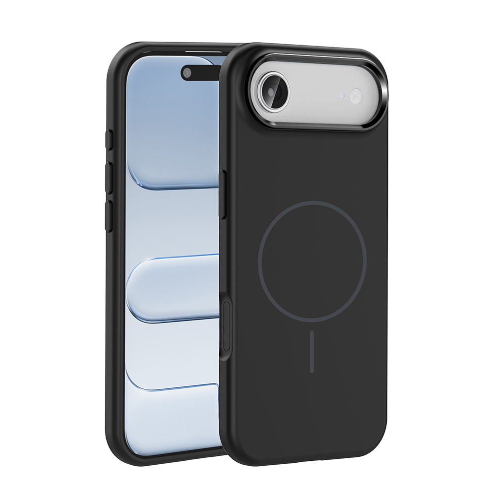 iPhone Uyumlu 17 Air Kılıf M-Safe Şarj Özellikli Metal Kamera Çerçeveli Zore Edi Silikon Kapak-Siyah
