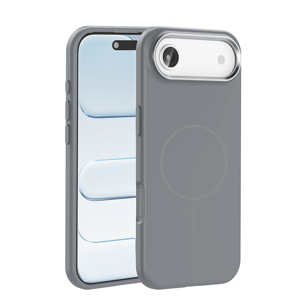 iPhone Uyumlu 17 Air Kılıf M-Safe Şarj Özellikli Metal Kamera Çerçeveli Zore Edi Silikon Kapak-Titanyum-gri