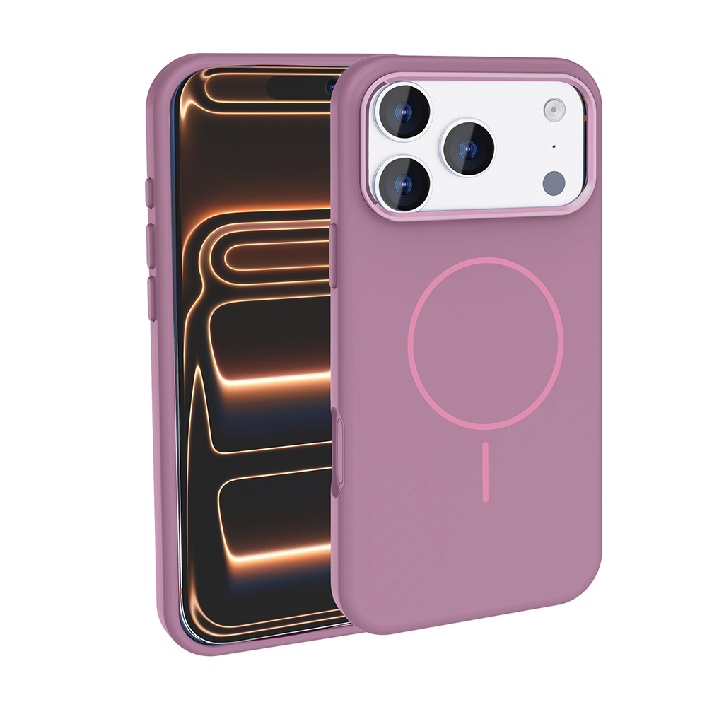 iPhone Uyumlu 17 Pro Max Kılıf M-Safe Şarj Özellikli Metal Kamera Çerçeveli Zore Edi Silikon Kapak-Mor