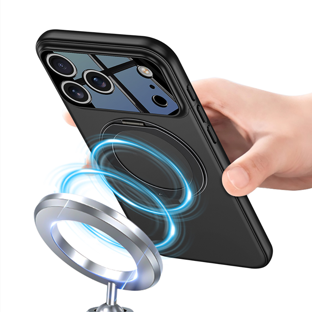 iPhone Uyumlu 17 Pro Kılıf M-safe Şarj Özellikli 360 Derece Standlı Çift Parçalı Zore Torino Kapak